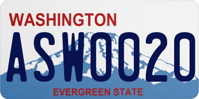 WA license plate ASW0020