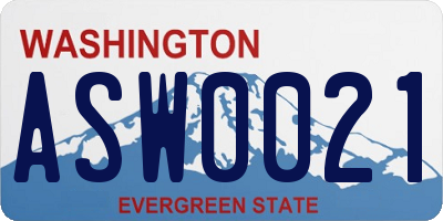 WA license plate ASW0021