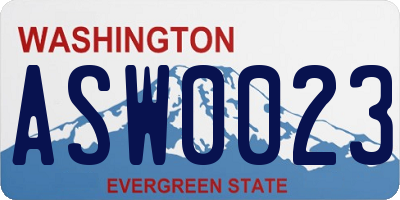 WA license plate ASW0023
