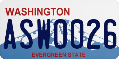 WA license plate ASW0026