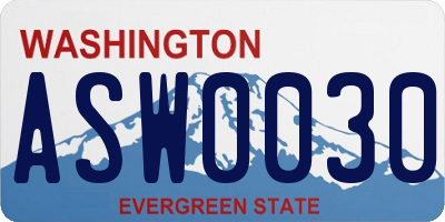 WA license plate ASW0030