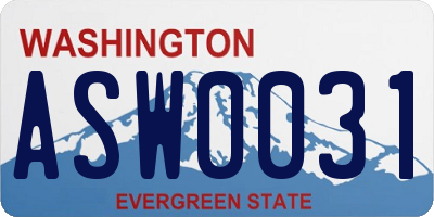 WA license plate ASW0031