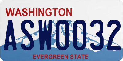 WA license plate ASW0032