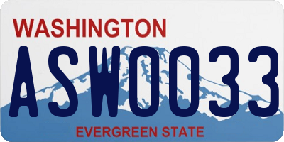 WA license plate ASW0033