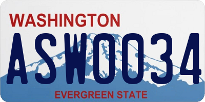 WA license plate ASW0034