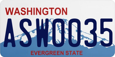 WA license plate ASW0035
