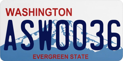 WA license plate ASW0036