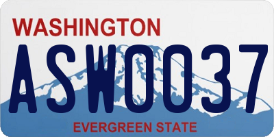 WA license plate ASW0037