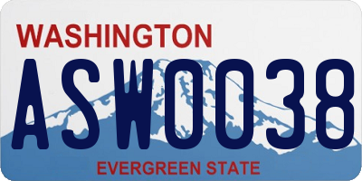 WA license plate ASW0038