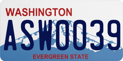 WA license plate ASW0039