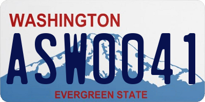 WA license plate ASW0041