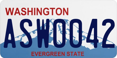 WA license plate ASW0042