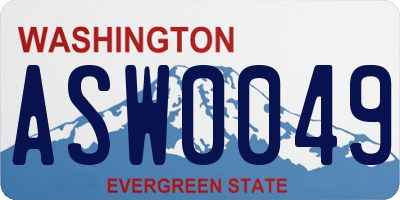 WA license plate ASW0049