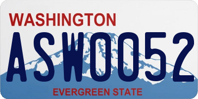 WA license plate ASW0052