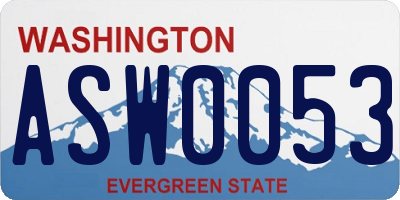 WA license plate ASW0053