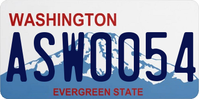 WA license plate ASW0054