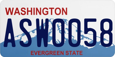 WA license plate ASW0058