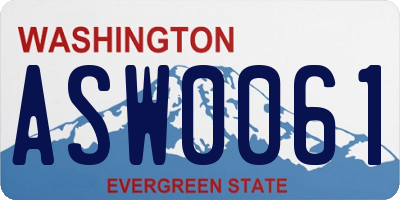 WA license plate ASW0061