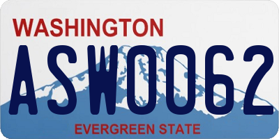 WA license plate ASW0062