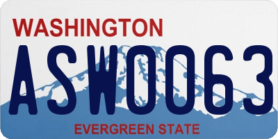 WA license plate ASW0063
