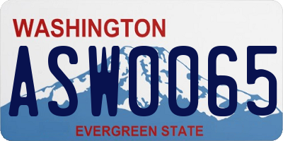WA license plate ASW0065