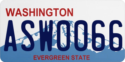 WA license plate ASW0066