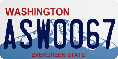 WA license plate ASW0067