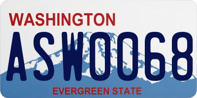 WA license plate ASW0068