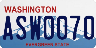 WA license plate ASW0070