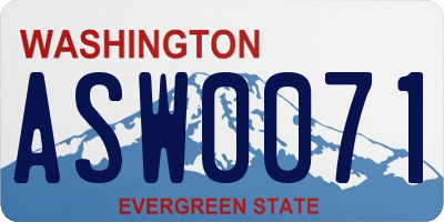 WA license plate ASW0071