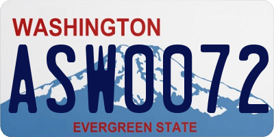 WA license plate ASW0072