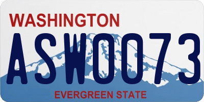 WA license plate ASW0073
