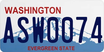 WA license plate ASW0074