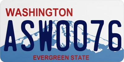 WA license plate ASW0076