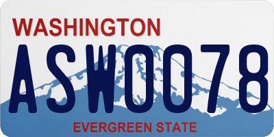 WA license plate ASW0078