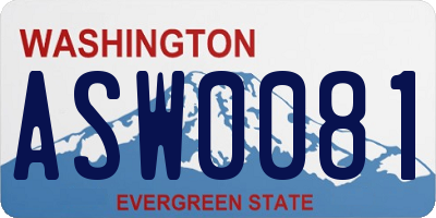 WA license plate ASW0081