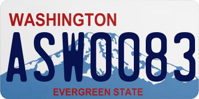 WA license plate ASW0083