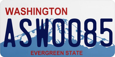 WA license plate ASW0085