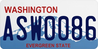 WA license plate ASW0086