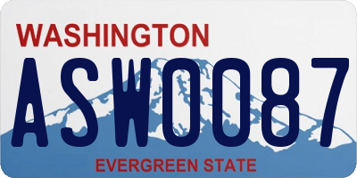 WA license plate ASW0087