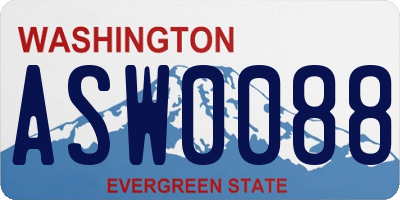 WA license plate ASW0088