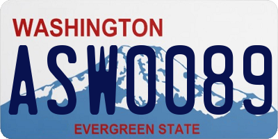WA license plate ASW0089