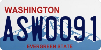 WA license plate ASW0091