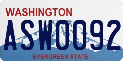 WA license plate ASW0092