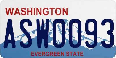 WA license plate ASW0093