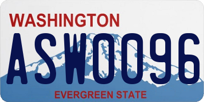 WA license plate ASW0096