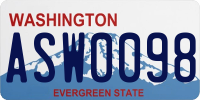 WA license plate ASW0098