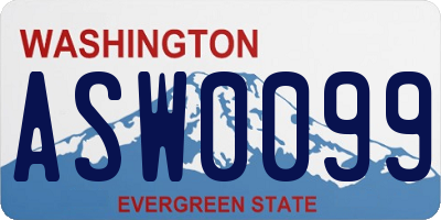 WA license plate ASW0099