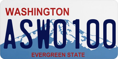 WA license plate ASW0100