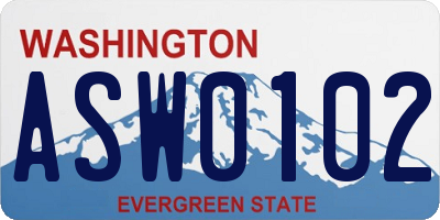WA license plate ASW0102